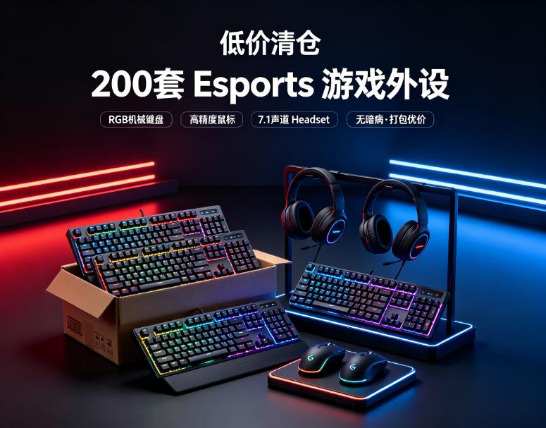 低价清仓200套 Esports 游戏外设（RGB机械键盘 + 高精度鼠标 + 7.1声道 Headset），无