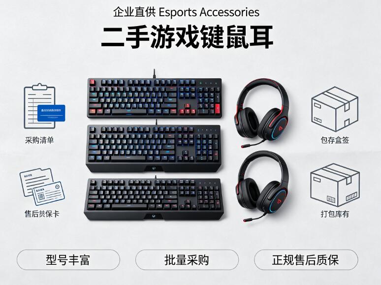 企业直供一批二手 Esports Accessories（游戏键鼠耳），型号丰富，支持批量采购与